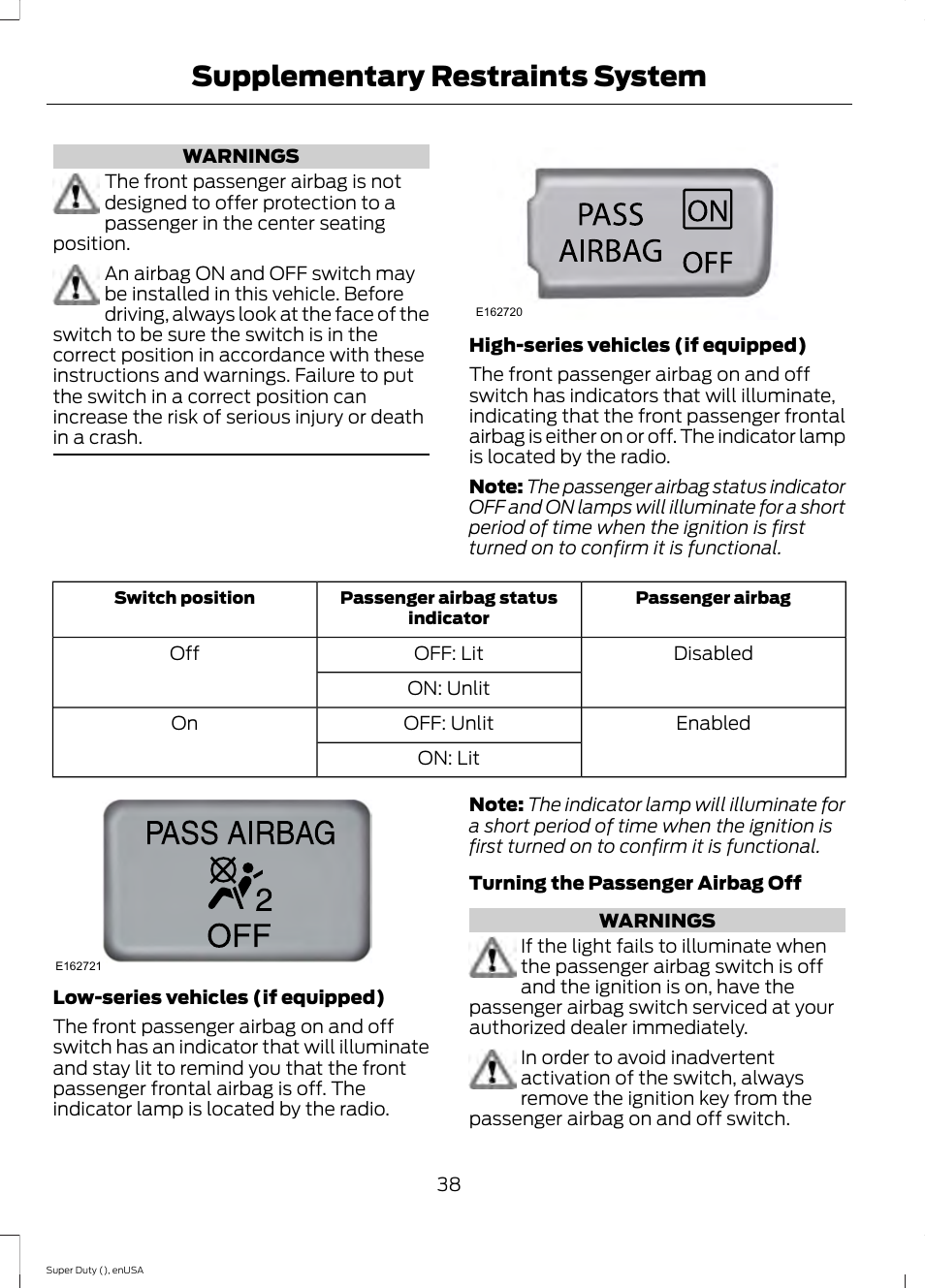 Supplementary restraints system | FORD 2015 F-550 v.2 User Manual | Page 41 / 468