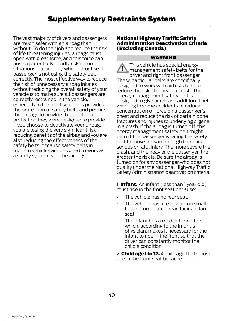 Supplementary restraints system | FORD 2015 F-550 v.2 User Manual | Page 43 / 468