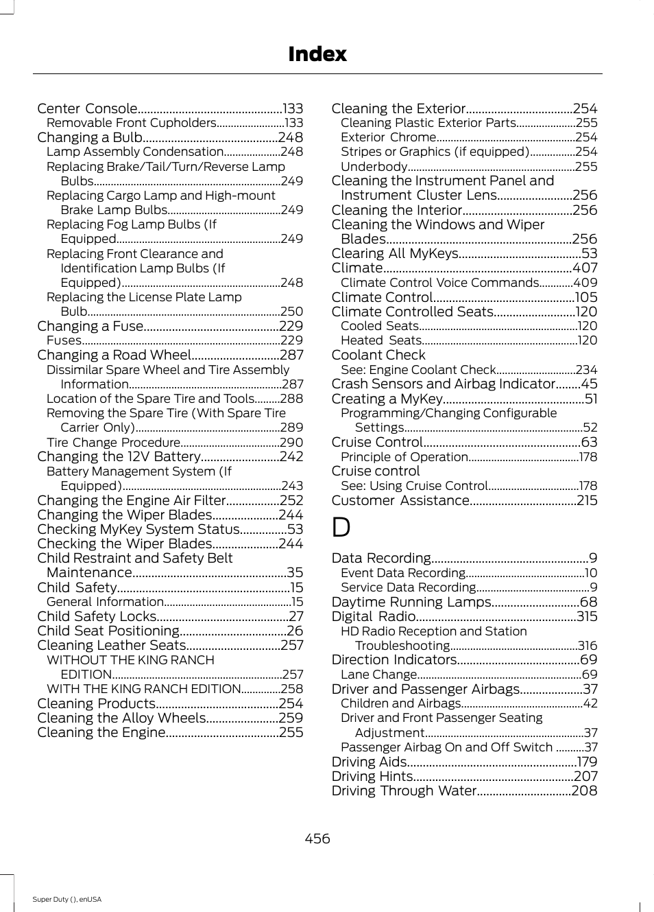 Index | FORD 2015 F-550 v.2 User Manual | Page 459 / 468