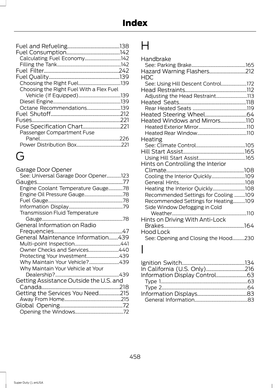 Index | FORD 2015 F-550 v.2 User Manual | Page 461 / 468