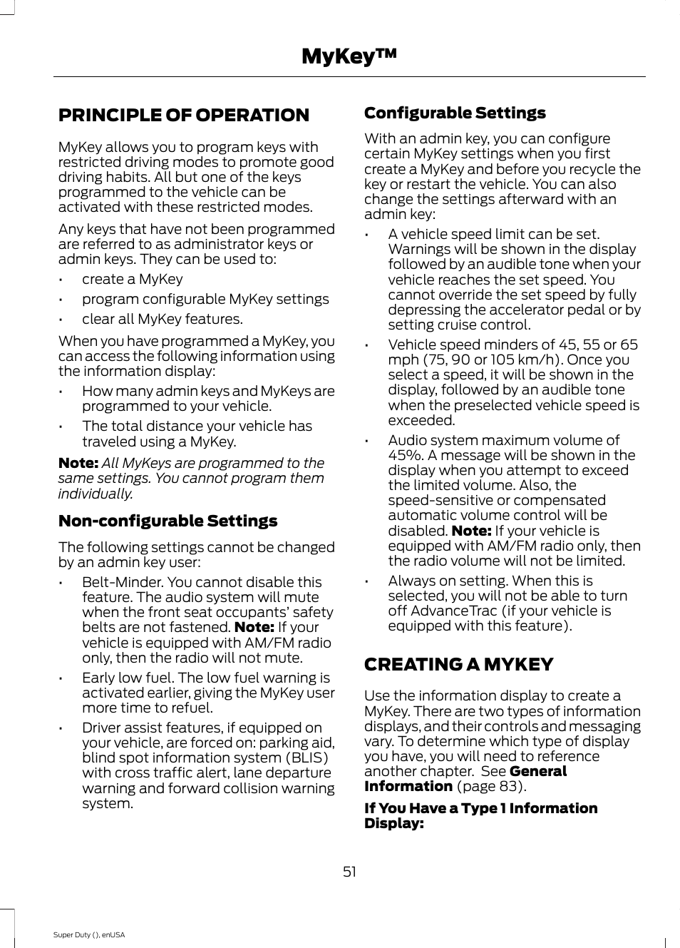 Mykey, Principle of operation, Creating a mykey | Principle of operation creating a mykey | FORD 2015 F-550 v.2 User Manual | Page 54 / 468