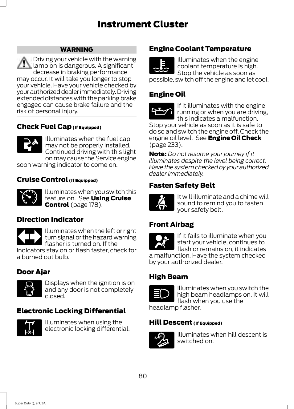 Instrument cluster | FORD 2015 F-550 v.2 User Manual | Page 83 / 468