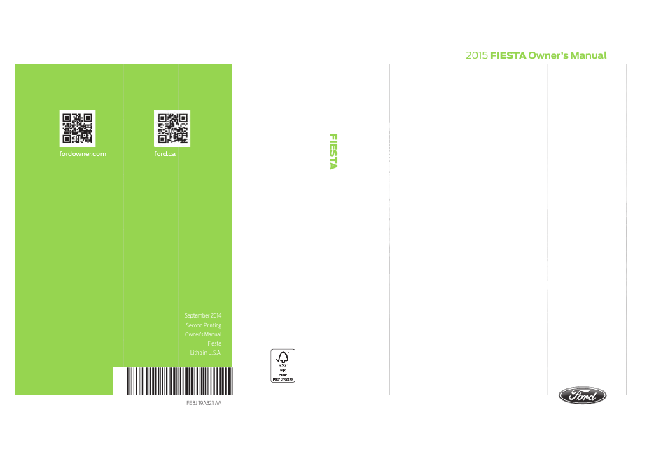 FORD 2015 Fiesta User Manual | 423 pages