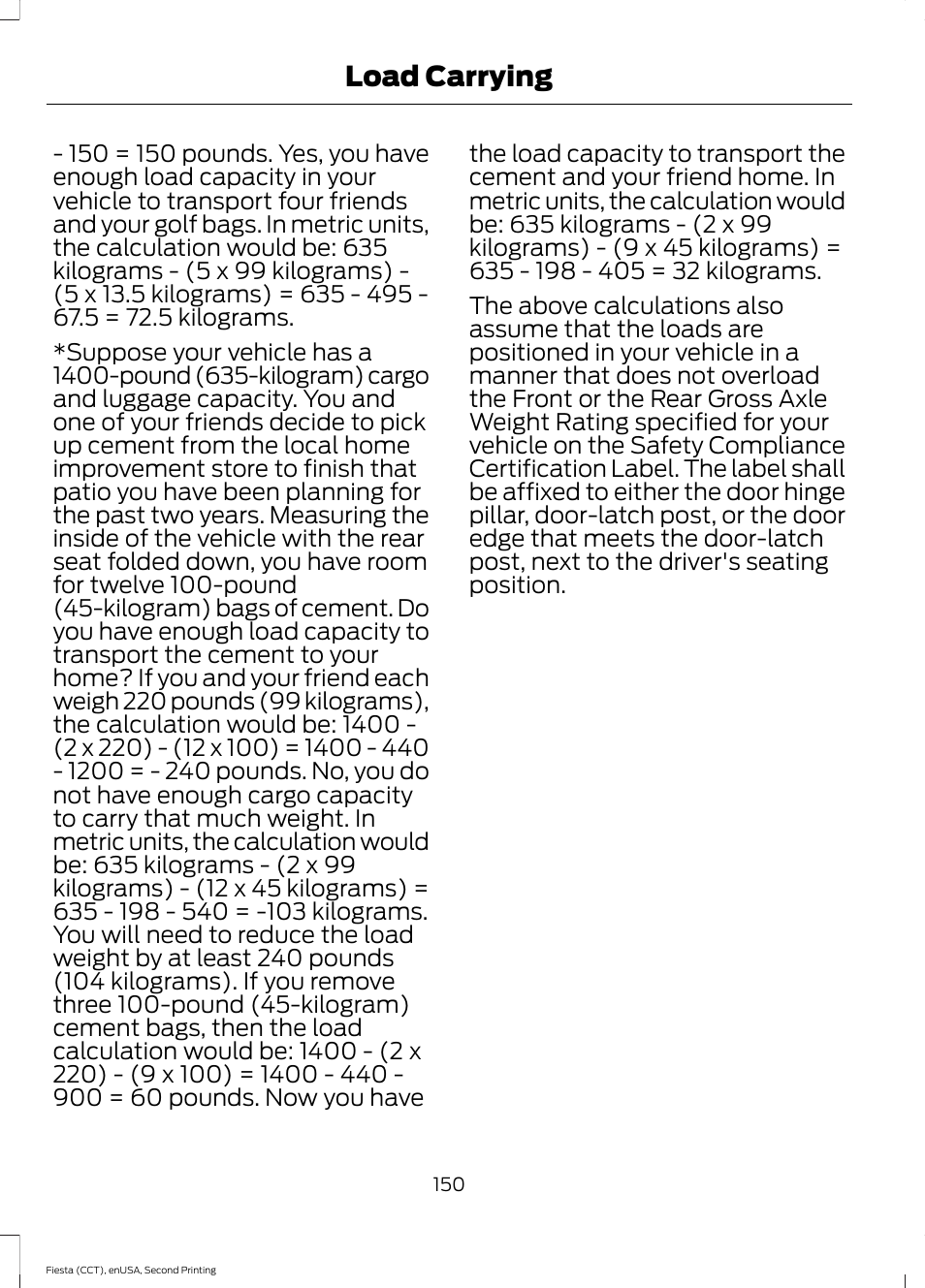 Load carrying | FORD 2015 Fiesta User Manual | Page 153 / 423