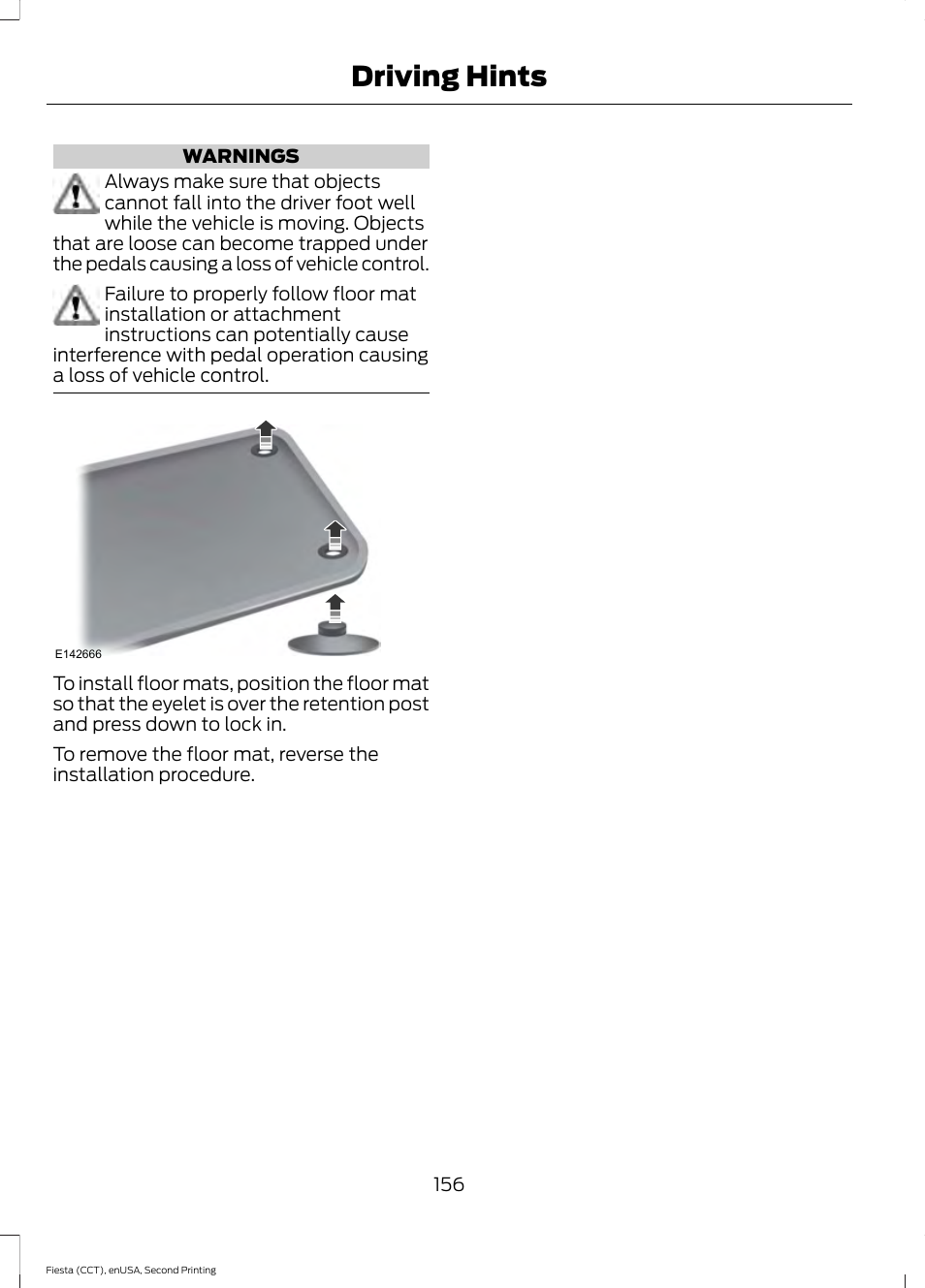 Driving hints | FORD 2015 Fiesta User Manual | Page 159 / 423