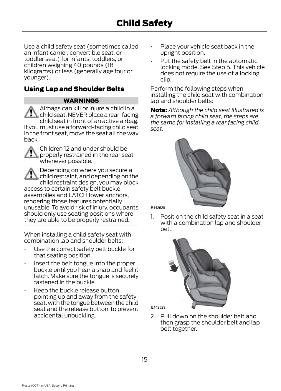 Child safety | FORD 2015 Fiesta User Manual | Page 18 / 423