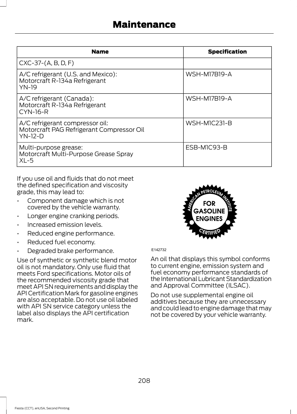 Maintenance | FORD 2015 Fiesta User Manual | Page 211 / 423