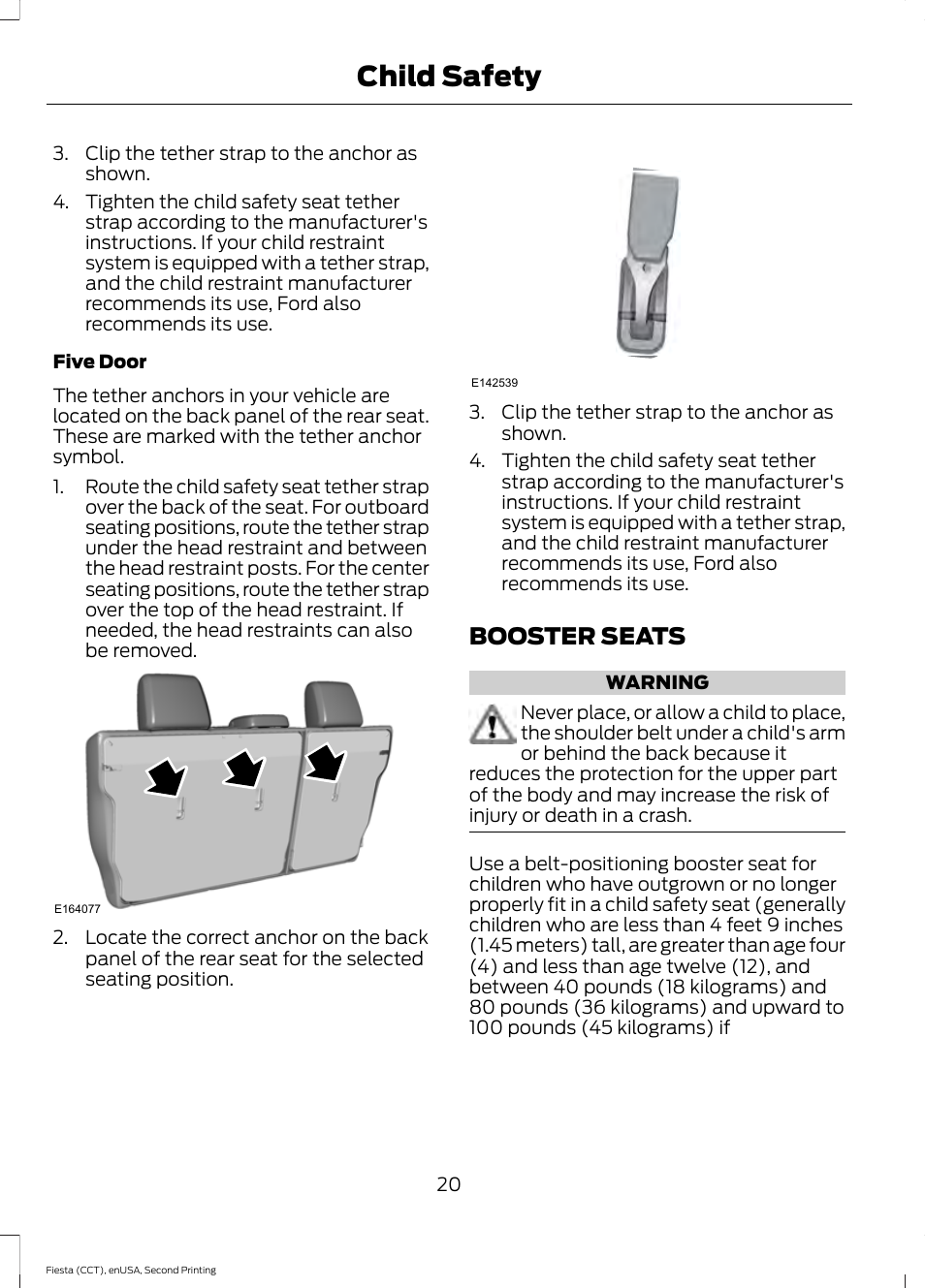 Booster seats, Child safety | FORD 2015 Fiesta User Manual | Page 23 / 423