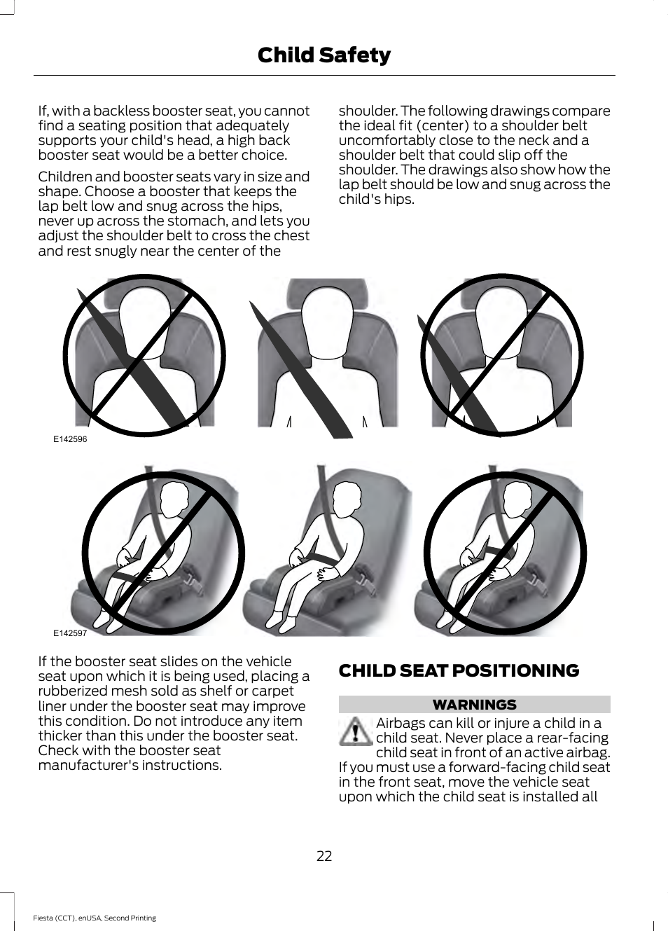 Child seat positioning, Child safety | FORD 2015 Fiesta User Manual | Page 25 / 423