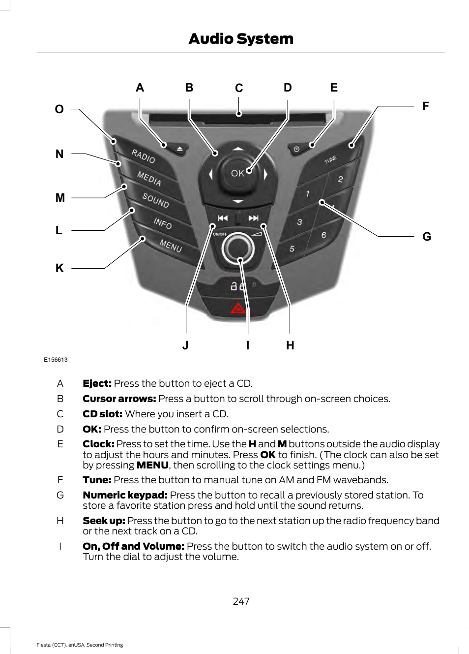 Audio system | FORD 2015 Fiesta User Manual | Page 250 / 423