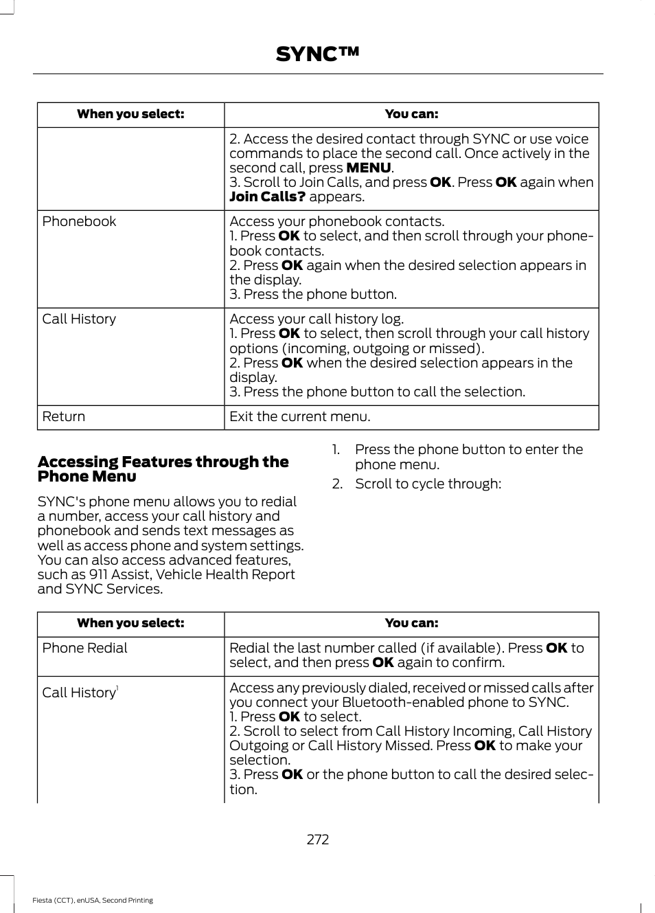 Sync | FORD 2015 Fiesta User Manual | Page 275 / 423