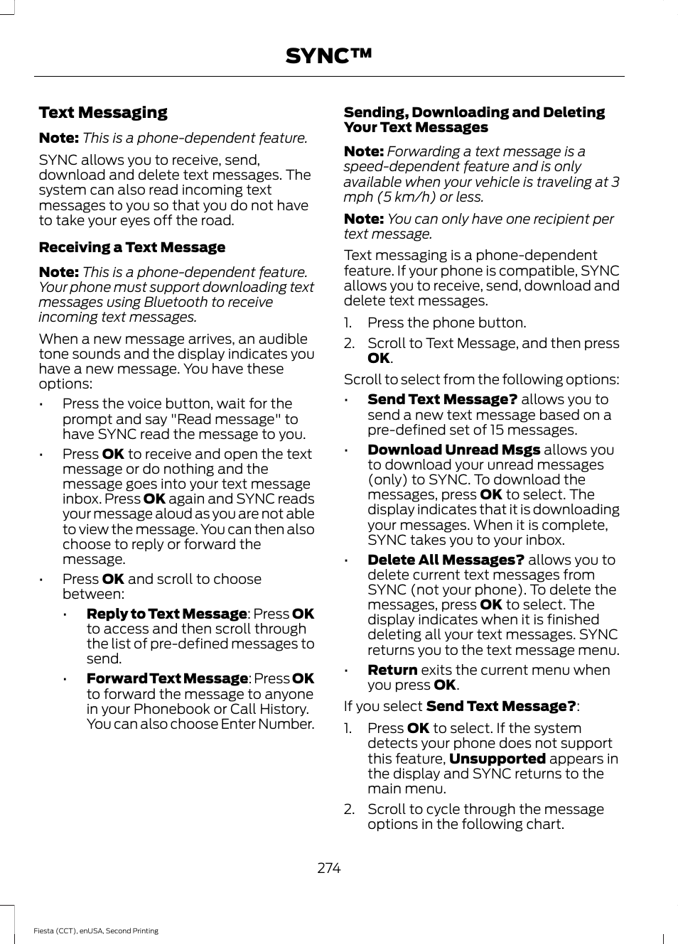Sync | FORD 2015 Fiesta User Manual | Page 277 / 423