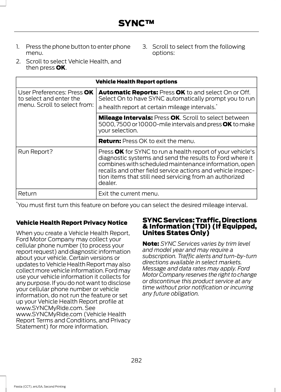 Sync | FORD 2015 Fiesta User Manual | Page 285 / 423