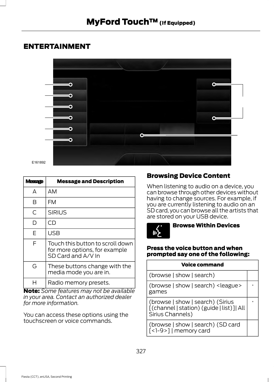 Entertainment, Myford touch | FORD 2015 Fiesta User Manual | Page 330 / 423