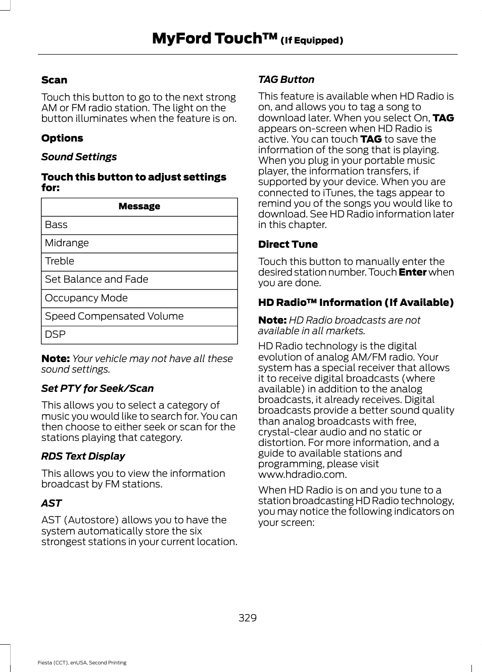 Myford touch | FORD 2015 Fiesta User Manual | Page 332 / 423