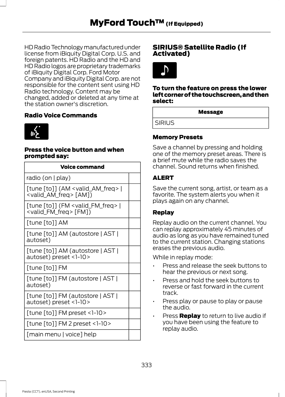 Myford touch | FORD 2015 Fiesta User Manual | Page 336 / 423