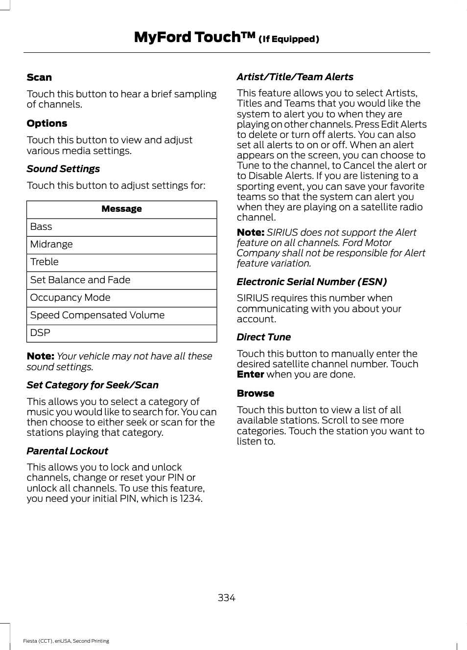 Myford touch | FORD 2015 Fiesta User Manual | Page 337 / 423