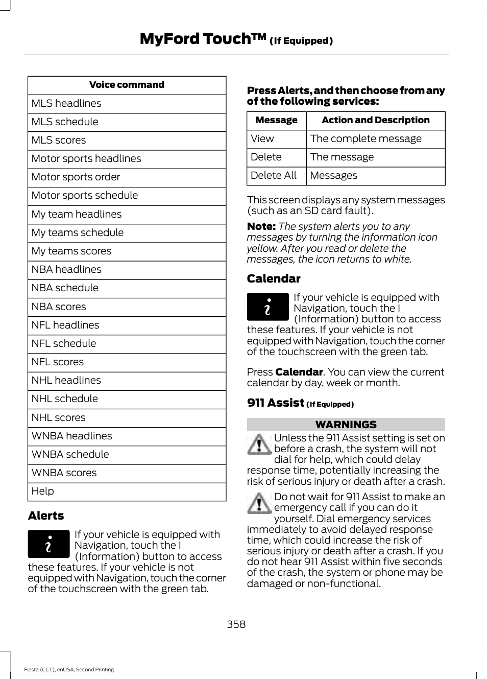 Myford touch | FORD 2015 Fiesta User Manual | Page 361 / 423