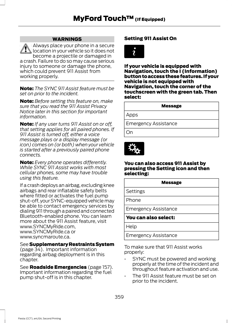 Myford touch | FORD 2015 Fiesta User Manual | Page 362 / 423