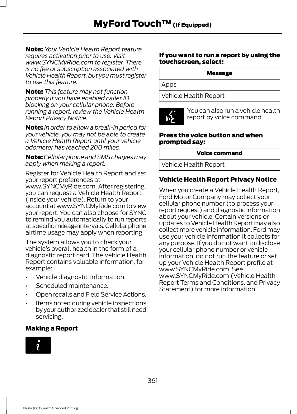 Myford touch | FORD 2015 Fiesta User Manual | Page 364 / 423
