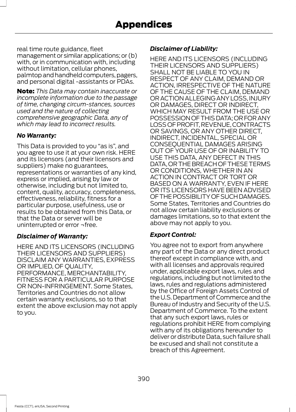 Appendices | FORD 2015 Fiesta User Manual | Page 393 / 423