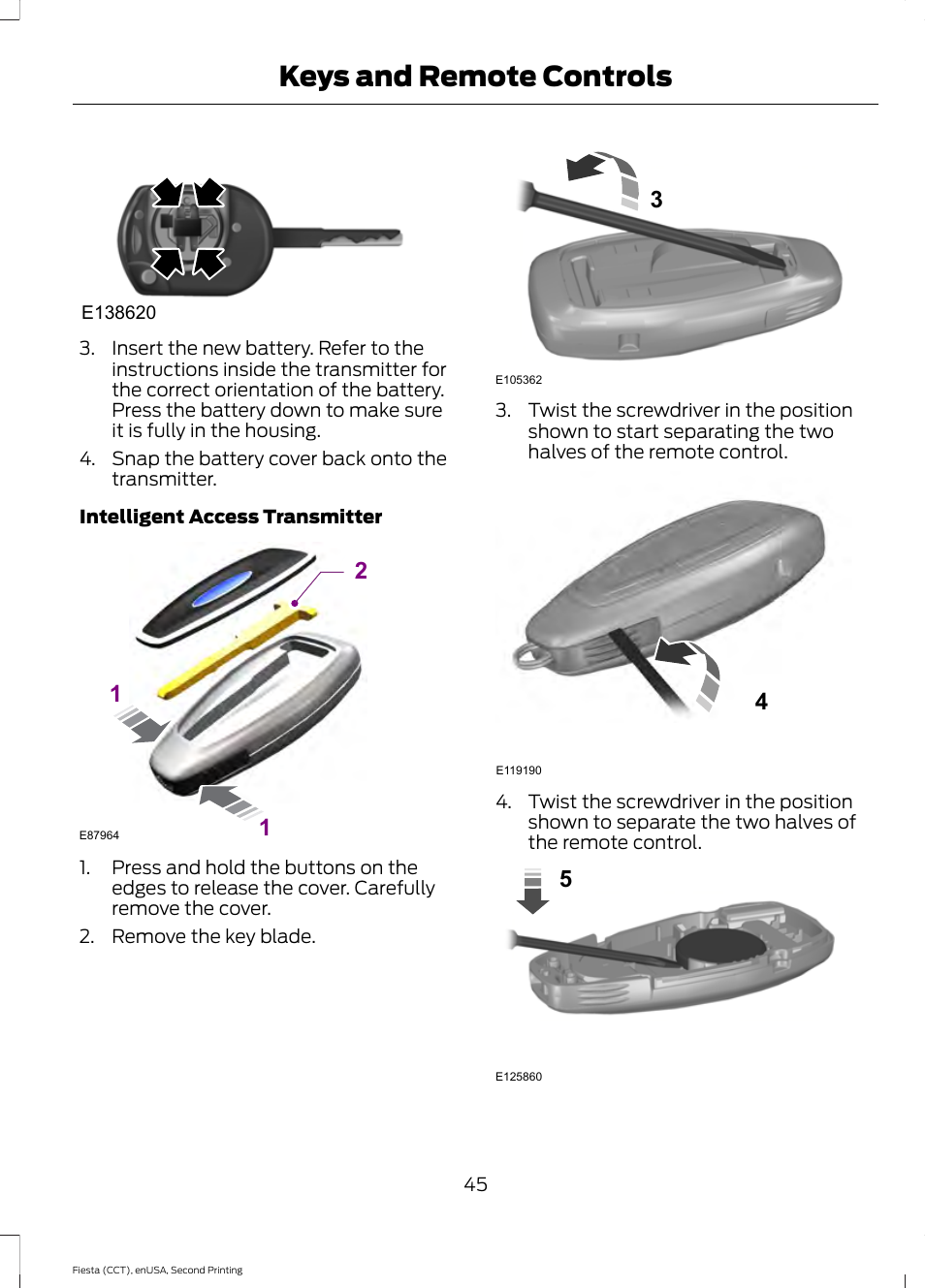 Keys and remote controls | FORD 2015 Fiesta User Manual | Page 48 / 423