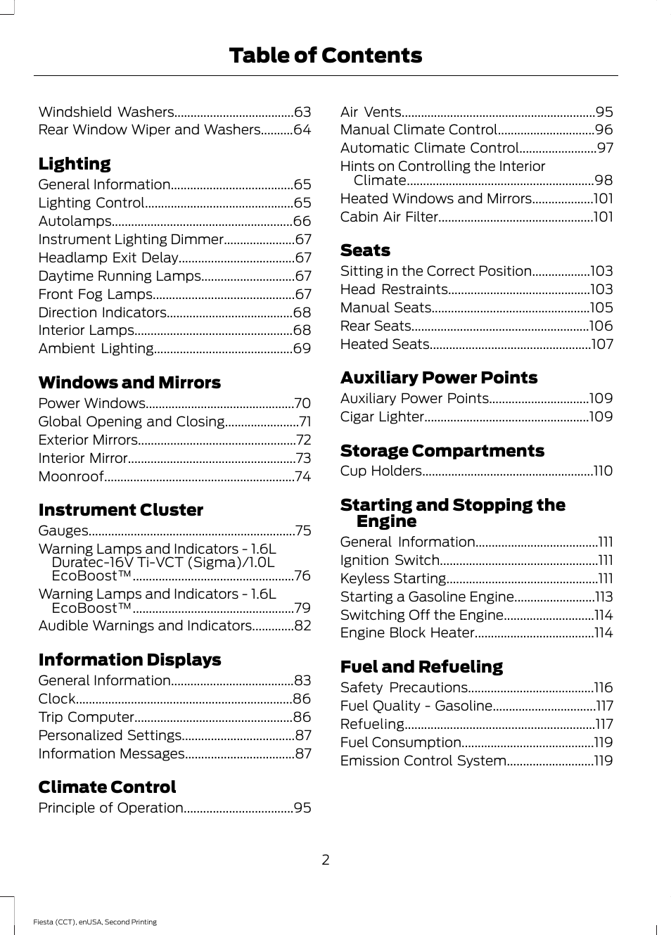 FORD 2015 Fiesta User Manual | Page 5 / 423