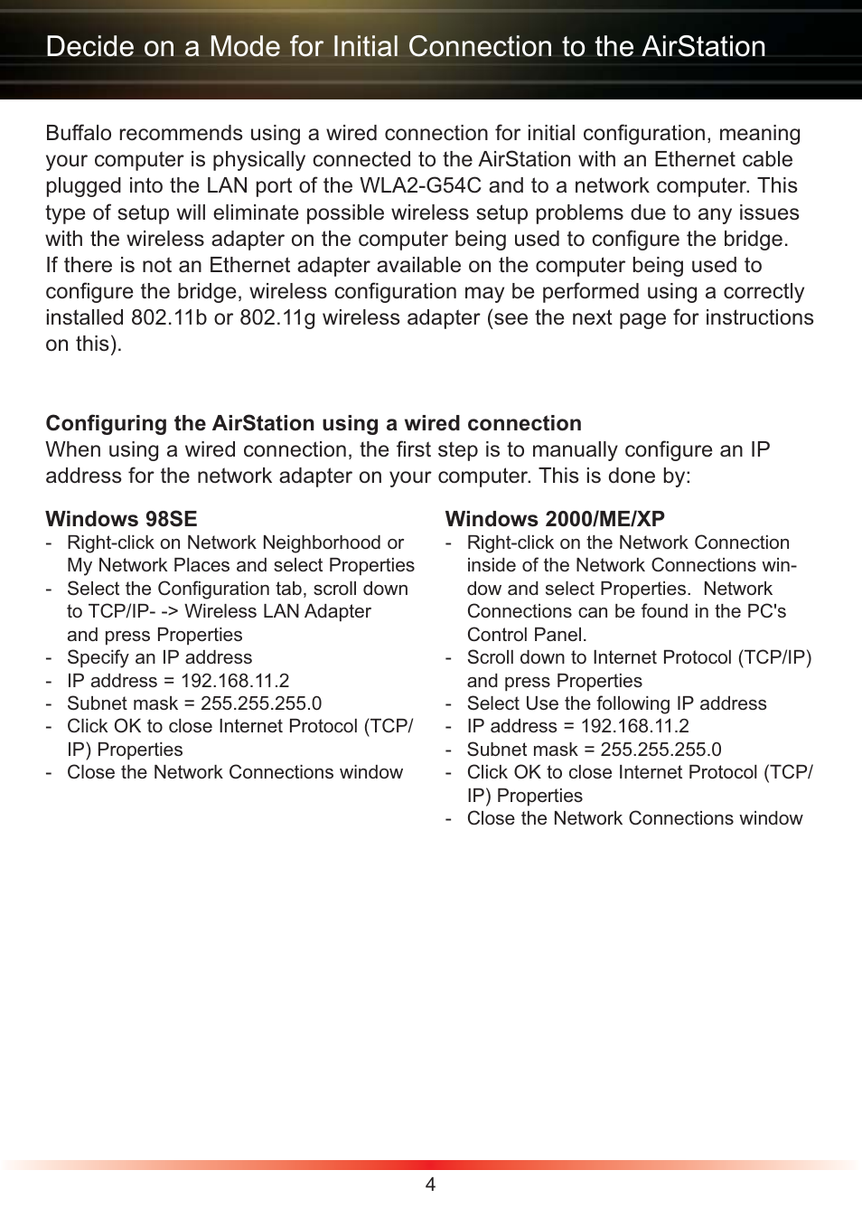 Buffalo Technology Buffalo AirStation WLA2-G54C User Manual | Page 4 / 10