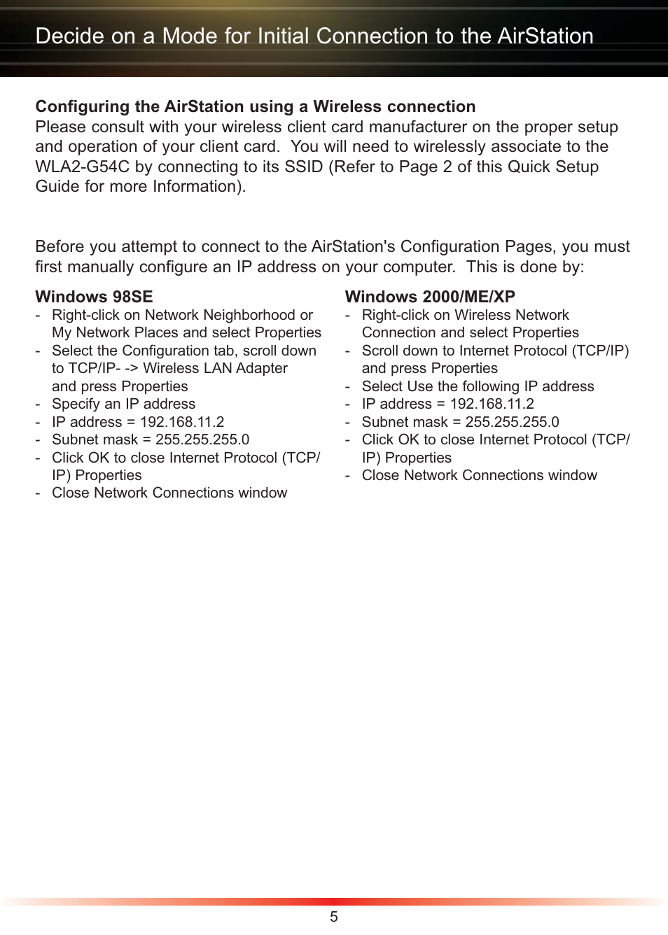Buffalo Technology Buffalo AirStation WLA2-G54C User Manual | Page 5 / 10