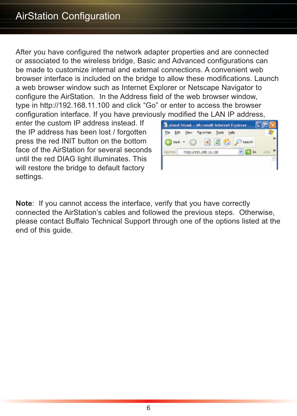 Airstation configuration | Buffalo Technology Buffalo AirStation WLA2-G54C User Manual | Page 6 / 10