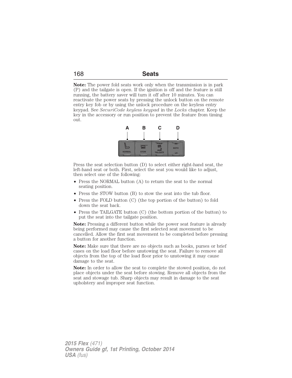 168 seats | FORD 2015 Flex User Manual | Page 169 / 571