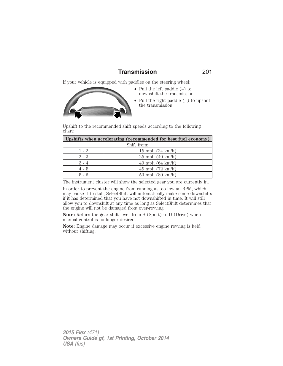 Transmission 201 | FORD 2015 Flex User Manual | Page 202 / 571