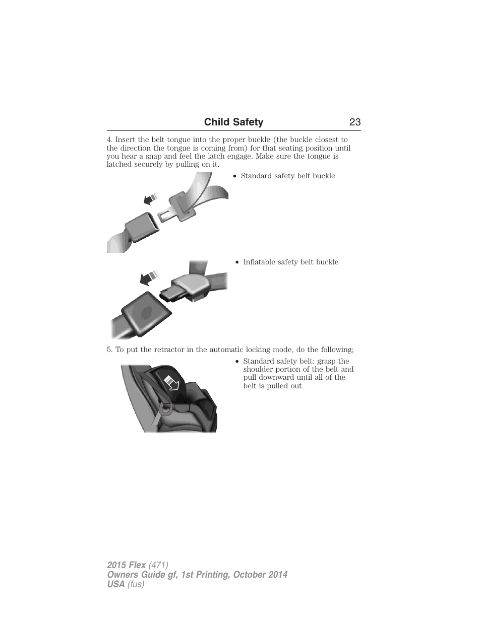 Child safety 23 | FORD 2015 Flex User Manual | Page 24 / 571