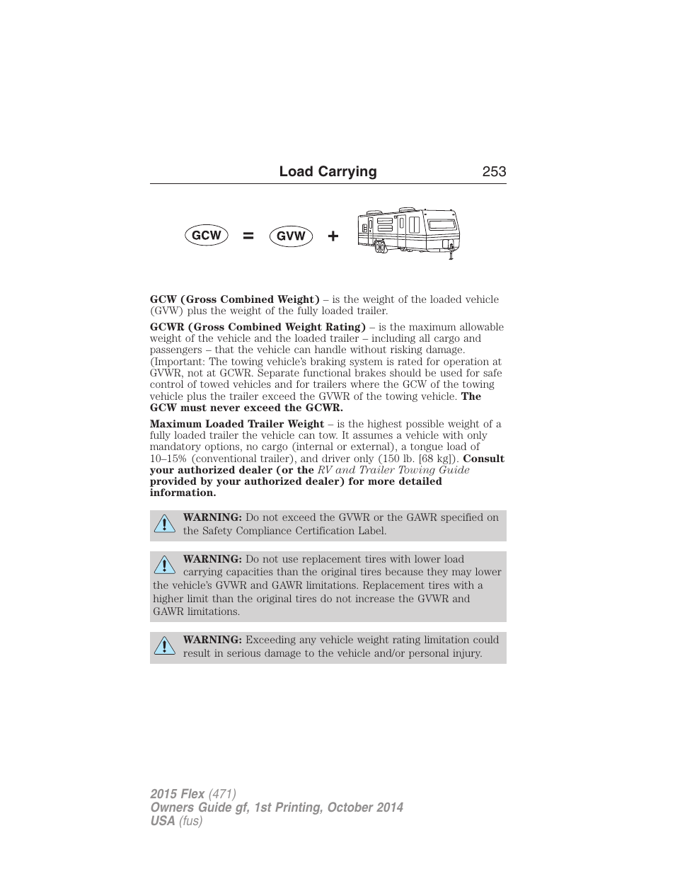 Load carrying 253 | FORD 2015 Flex User Manual | Page 254 / 571