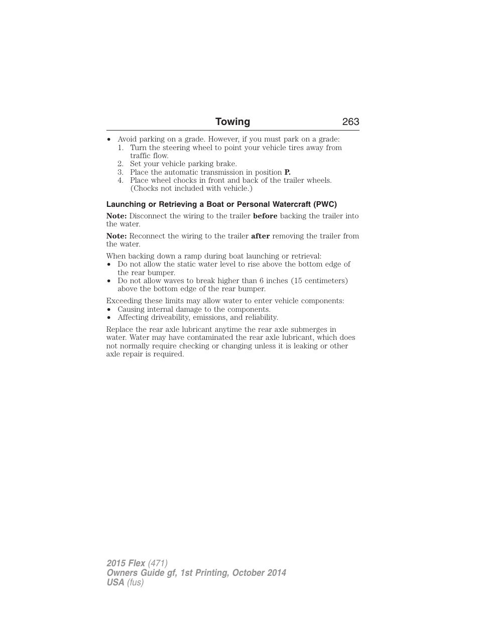 Towing 263 | FORD 2015 Flex User Manual | Page 264 / 571