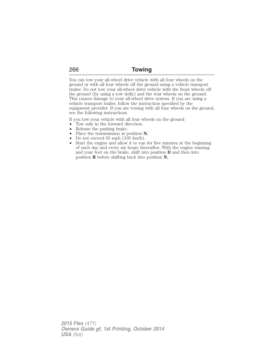 266 towing | FORD 2015 Flex User Manual | Page 267 / 571