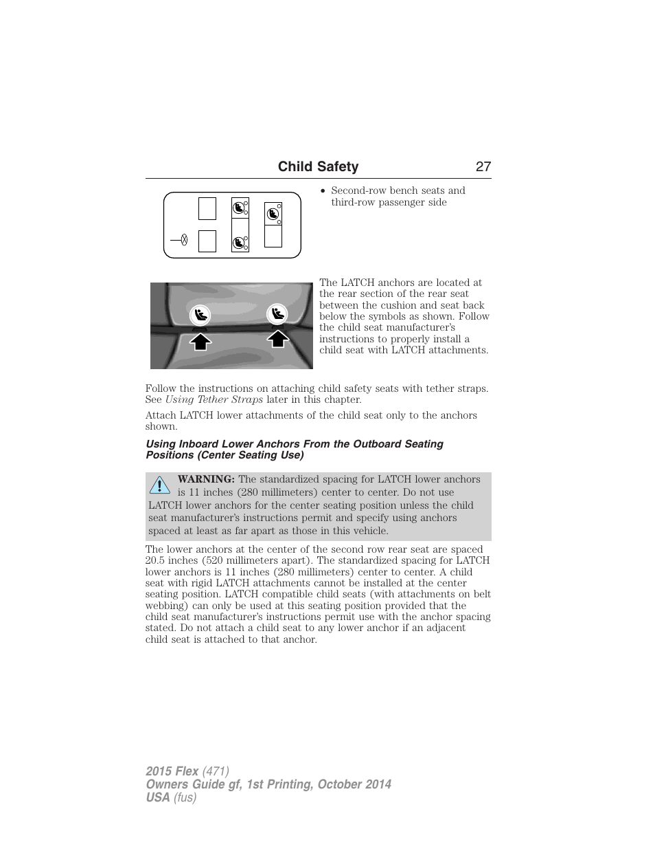 Child safety 27 | FORD 2015 Flex User Manual | Page 28 / 571