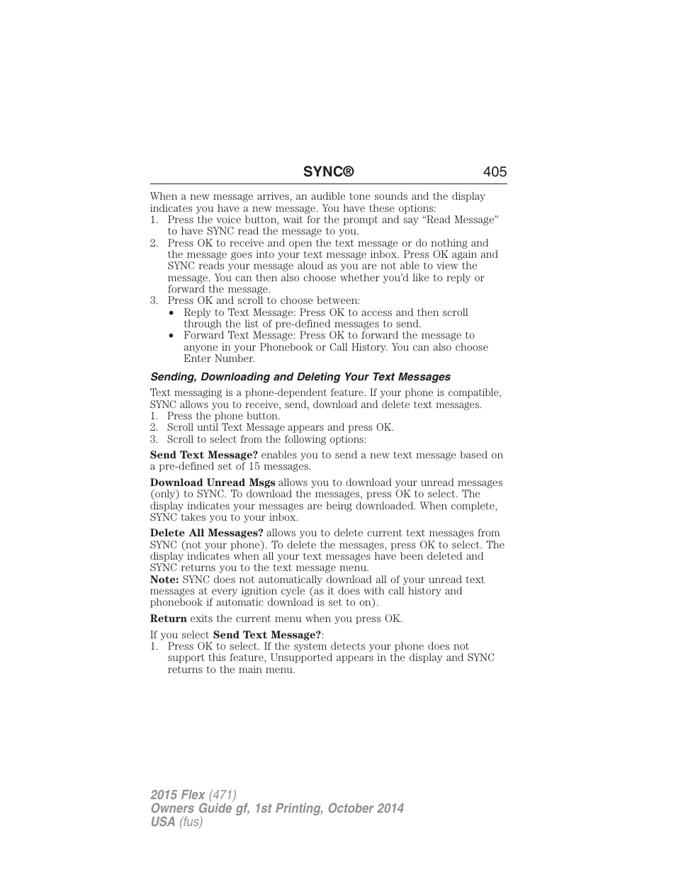 Sync® 405 | FORD 2015 Flex User Manual | Page 406 / 571