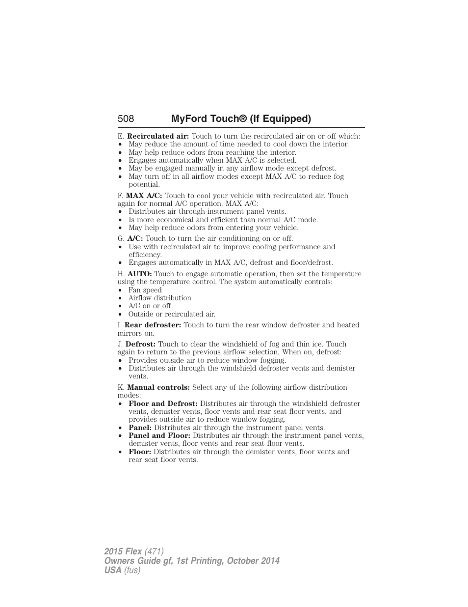 508 myford touch® (if equipped) | FORD 2015 Flex User Manual | Page 509 / 571