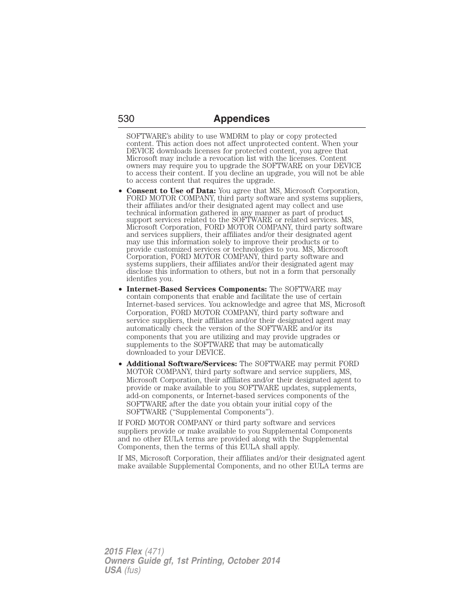530 appendices | FORD 2015 Flex User Manual | Page 531 / 571