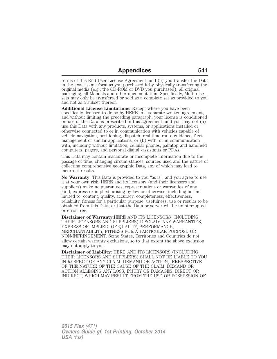 Appendices 541 | FORD 2015 Flex User Manual | Page 542 / 571