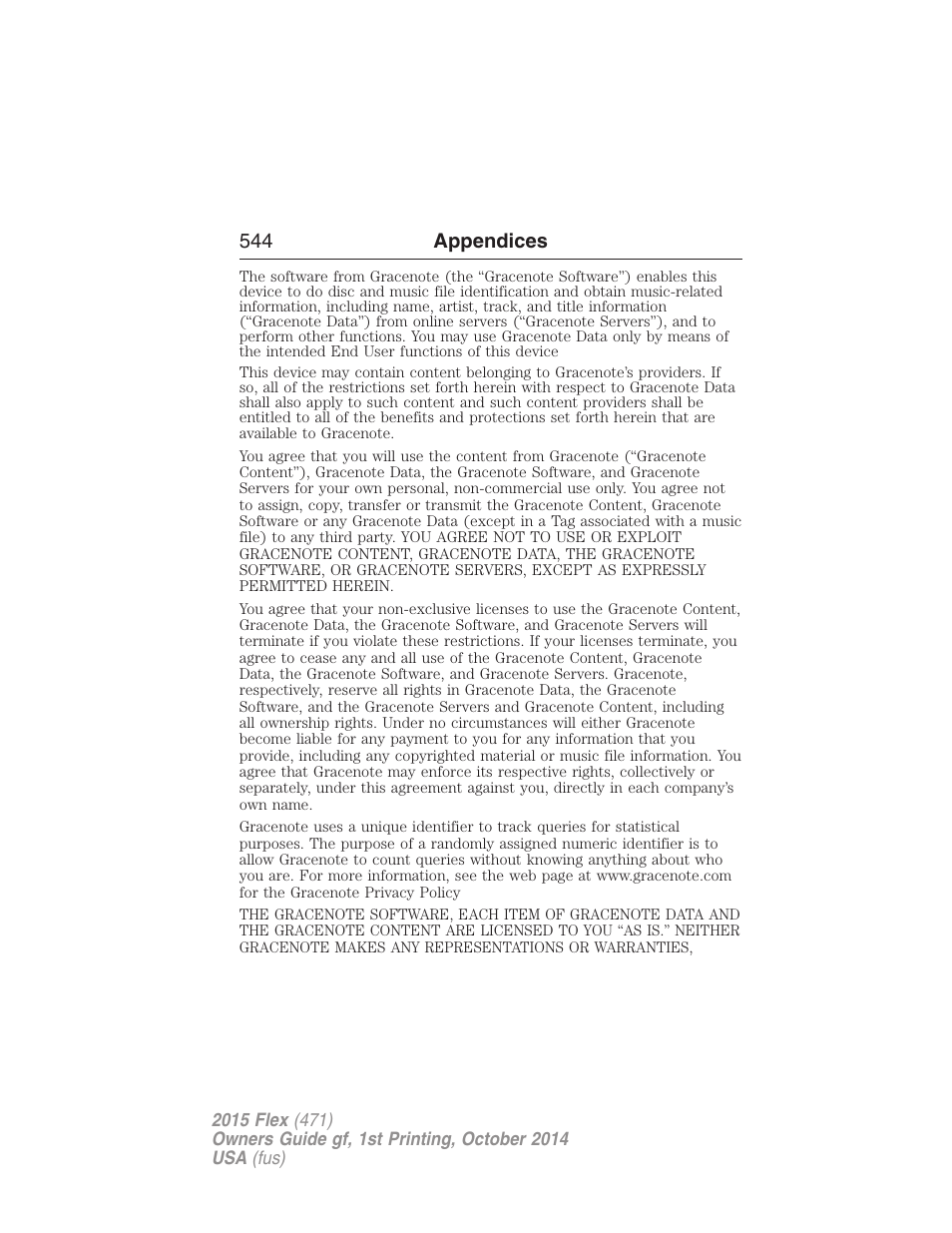 544 appendices | FORD 2015 Flex User Manual | Page 545 / 571