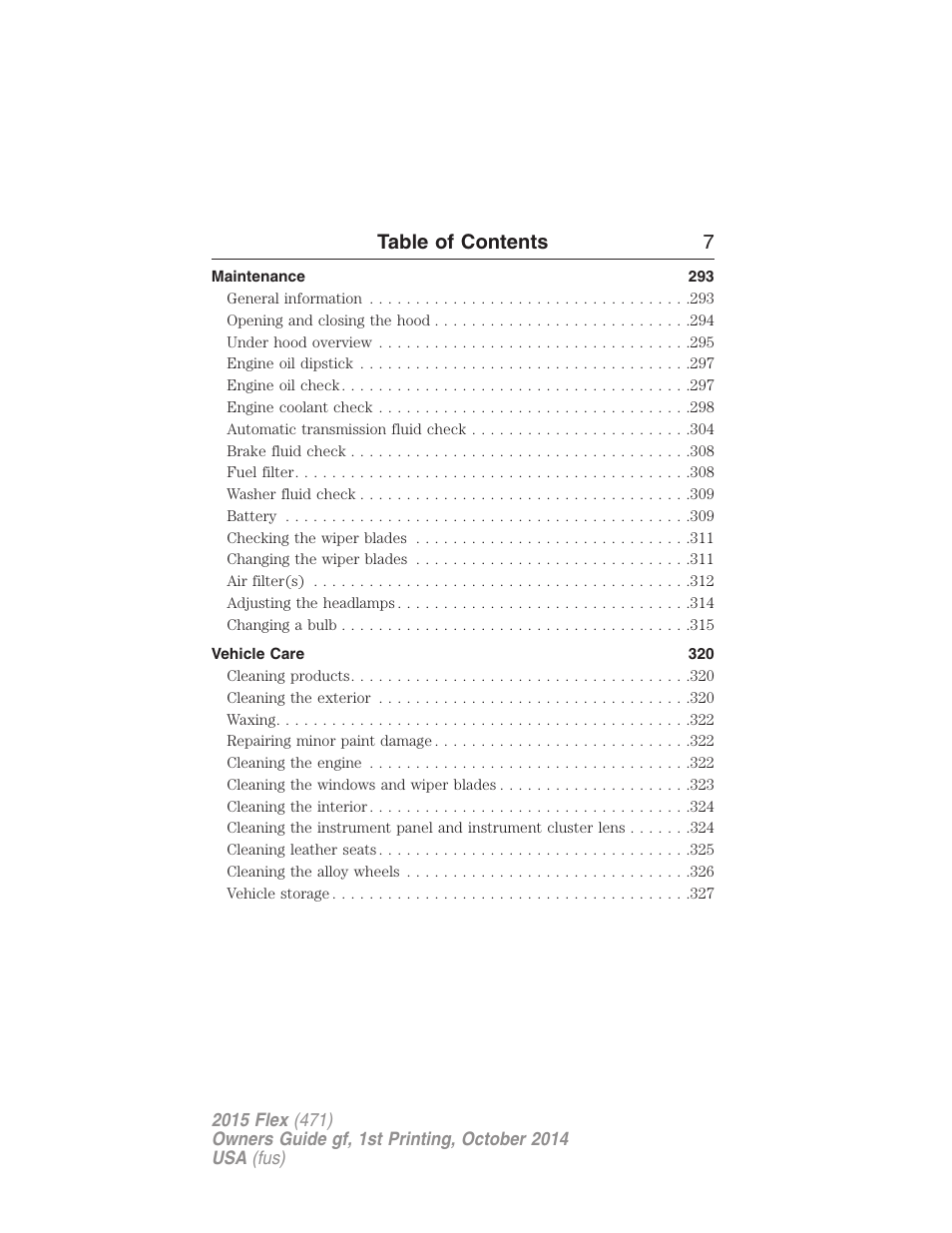 Table of contents 7 | FORD 2015 Flex User Manual | Page 8 / 571