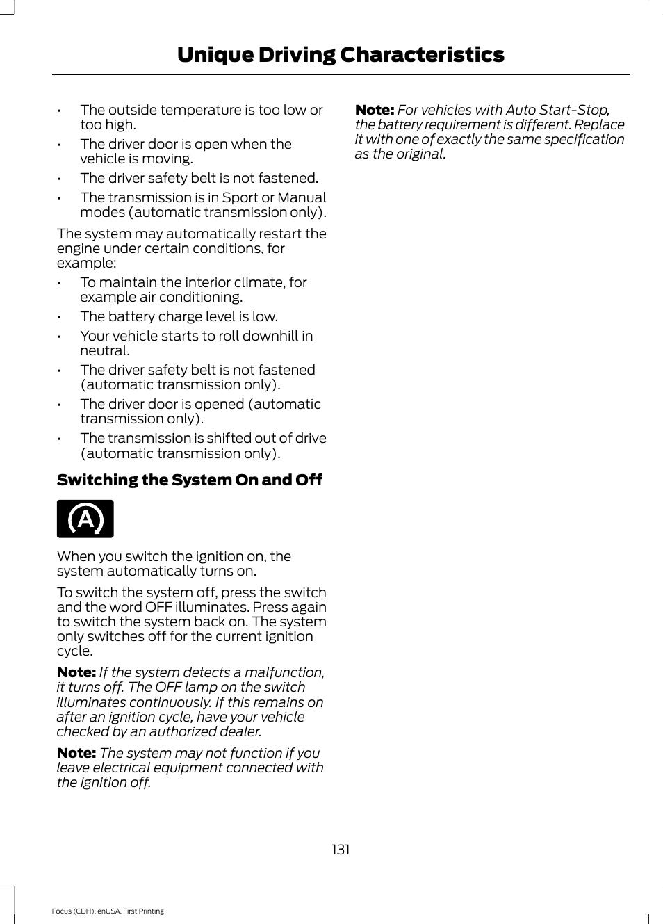 Unique driving characteristics | FORD 2015 Focus User Manual | Page 134 / 453