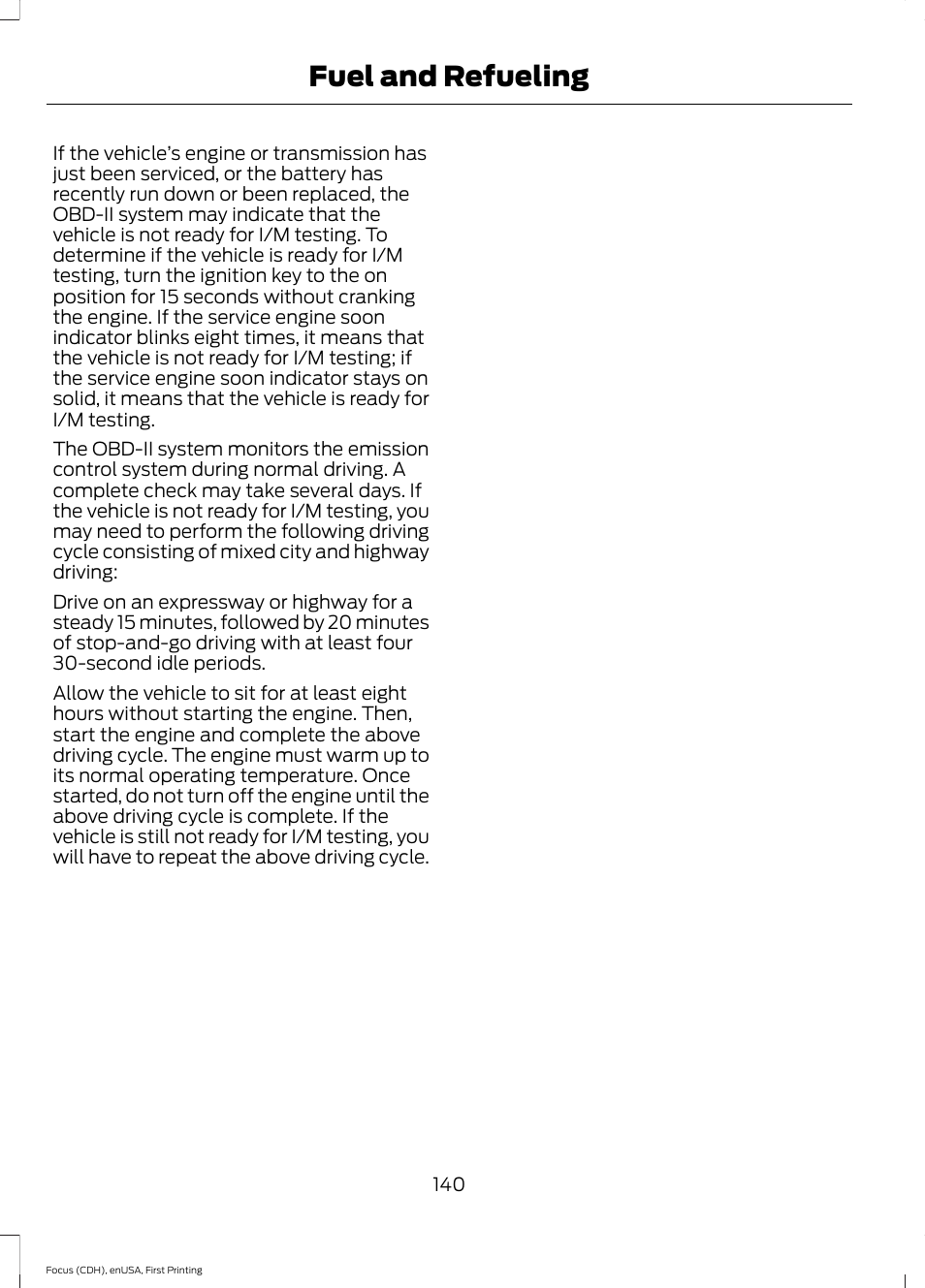 Fuel and refueling | FORD 2015 Focus User Manual | Page 143 / 453