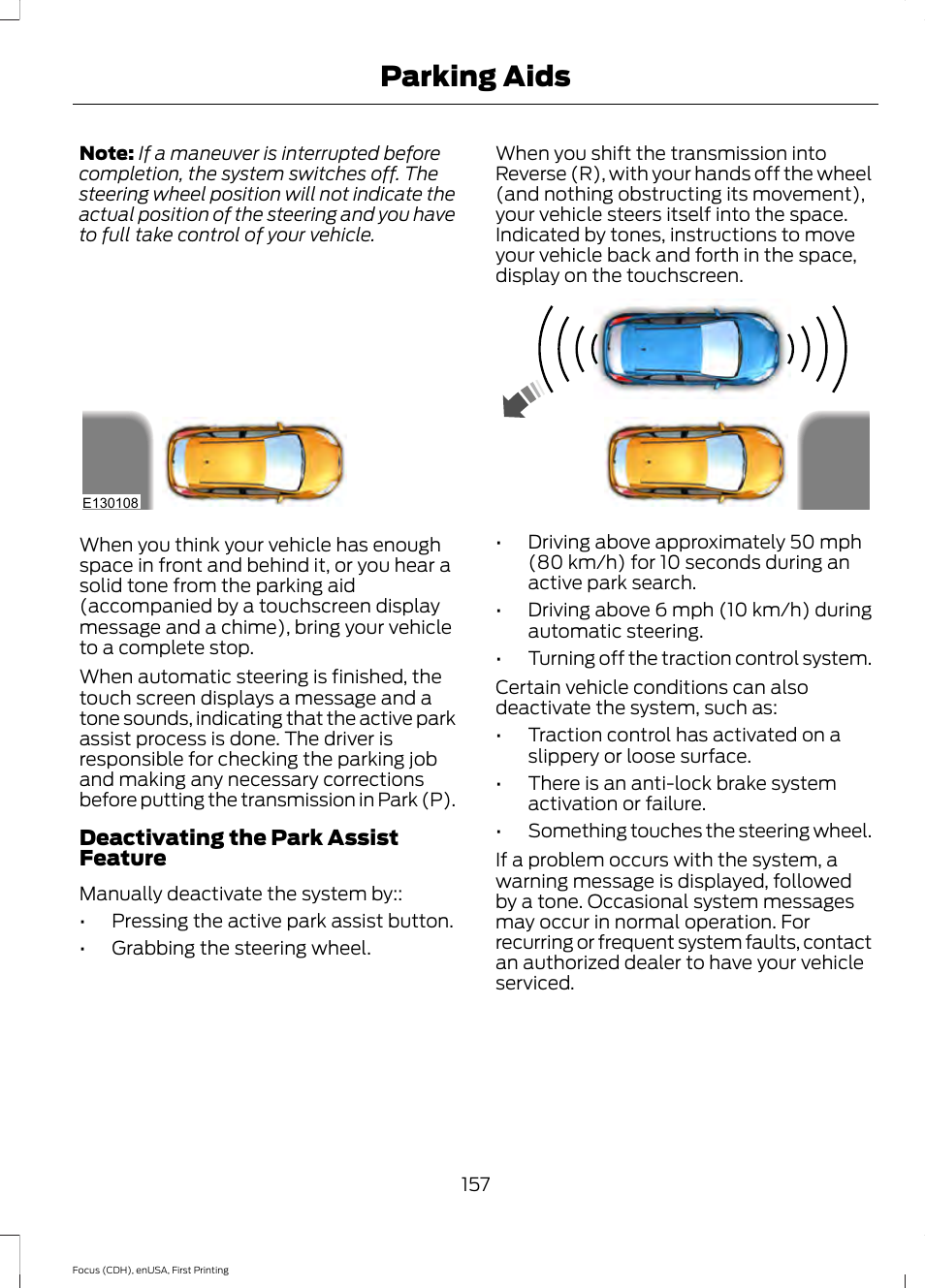 Parking aids | FORD 2015 Focus User Manual | Page 160 / 453