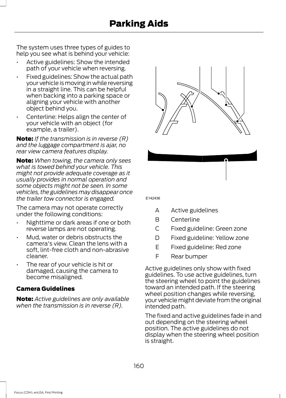 Parking aids | FORD 2015 Focus User Manual | Page 163 / 453