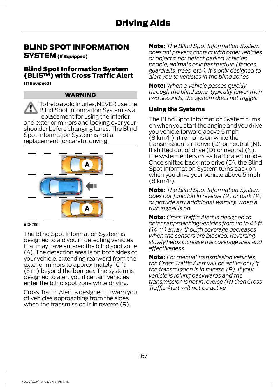Blind spot information system, See blind spot, See blind spot information system | Driving aids | FORD 2015 Focus User Manual | Page 170 / 453