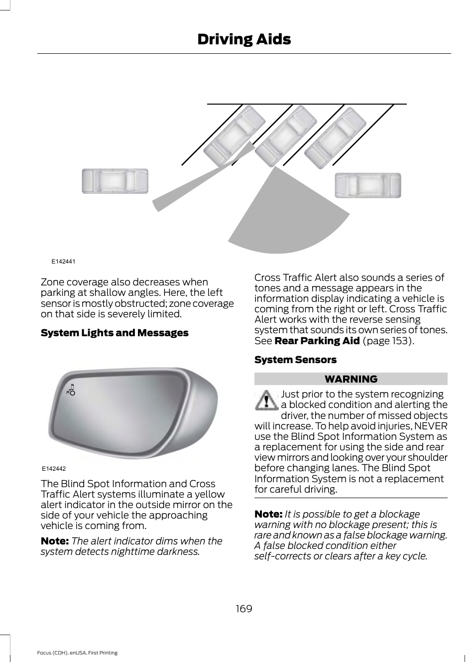 Driving aids | FORD 2015 Focus User Manual | Page 172 / 453