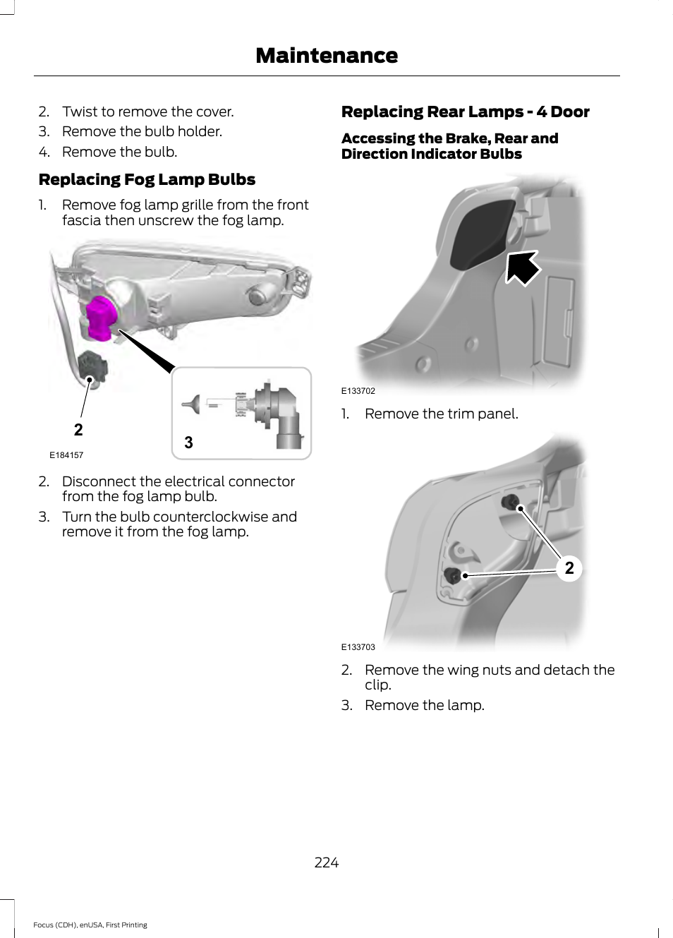 Maintenance | FORD 2015 Focus User Manual | Page 227 / 453